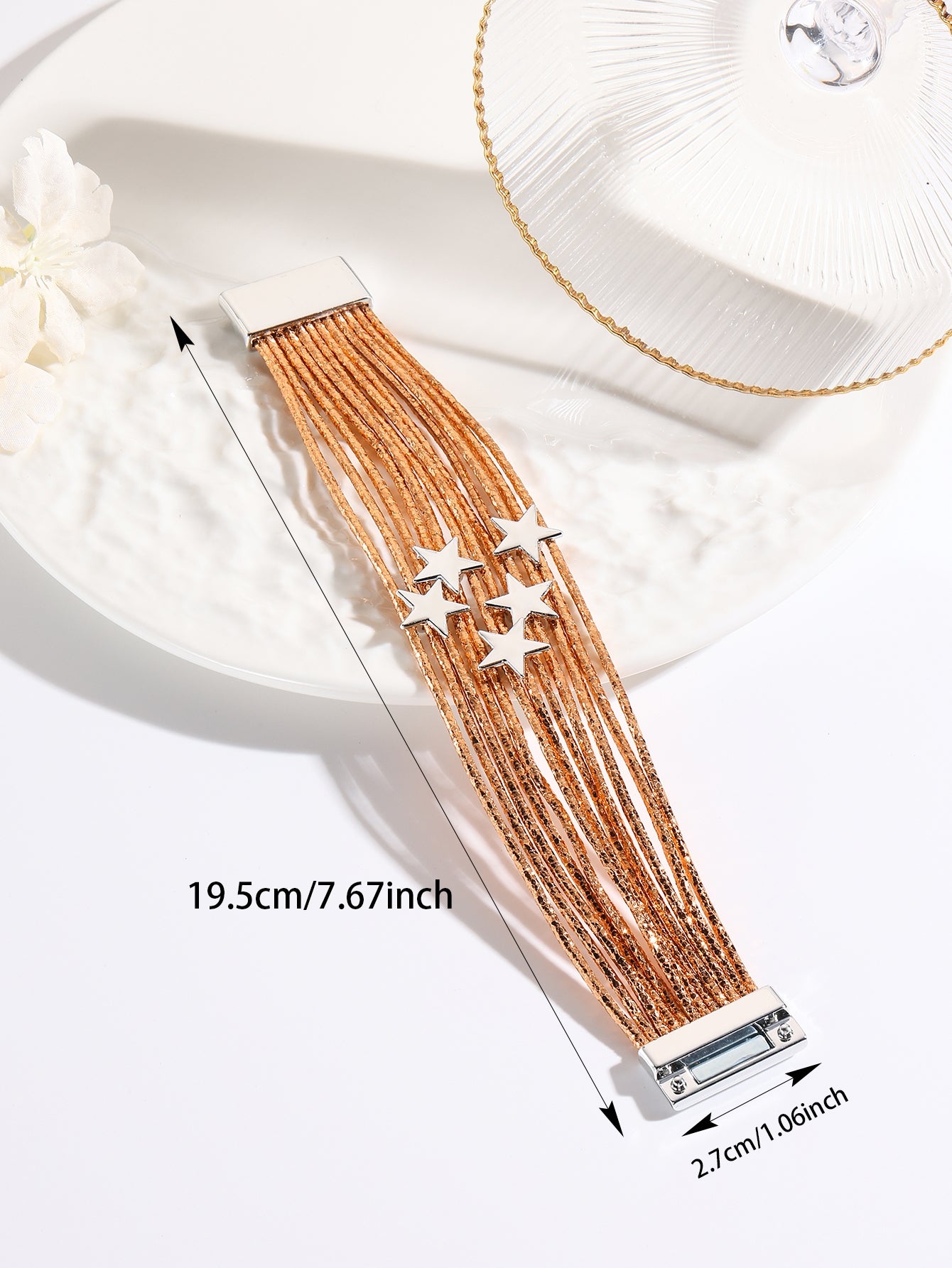 Modern European Multi-Layer PU Leather Circle Bracelet with Pentagram Accessories