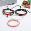 Modern Geometric Leaf PU Leather Hemp Rope Beaded Bracelet Set