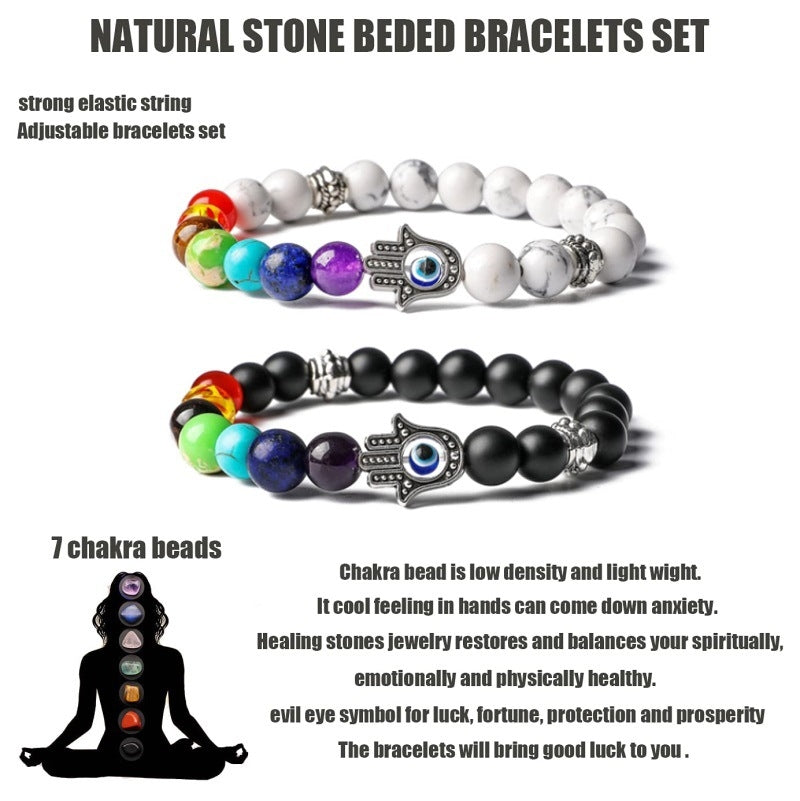 Modern Evil Eye Agate Howlite & Colorful Natural Stone Yoga Bracelet