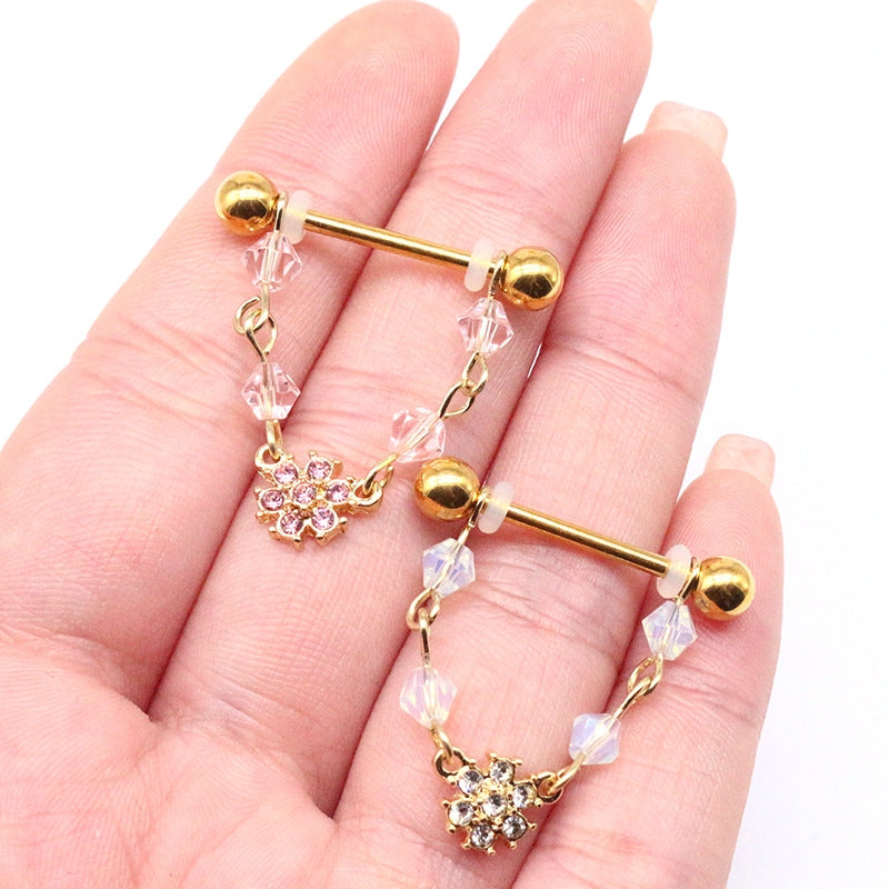 Modern Geometric Resin Gravel Gold Plated Nipple Ring