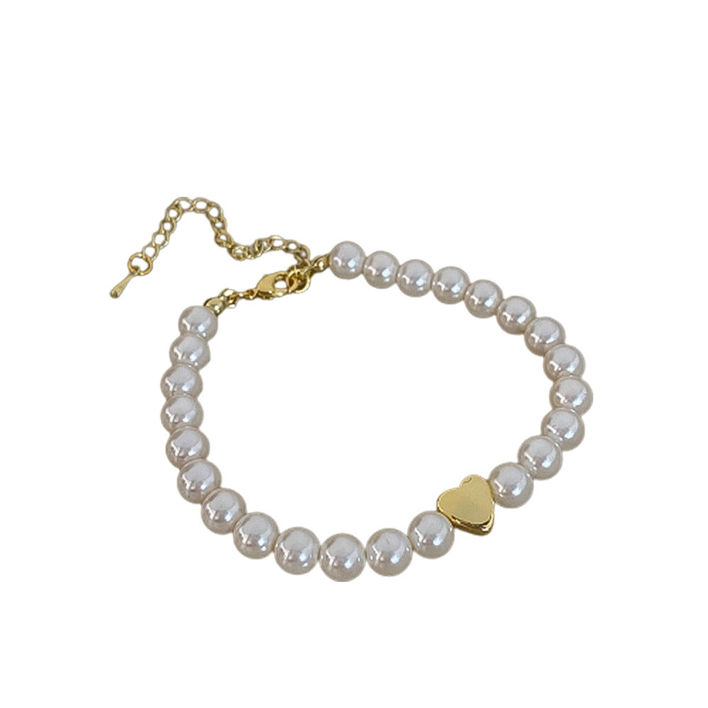 Modern Heart Shape Freshwater Pearl Love Bracelet for Women