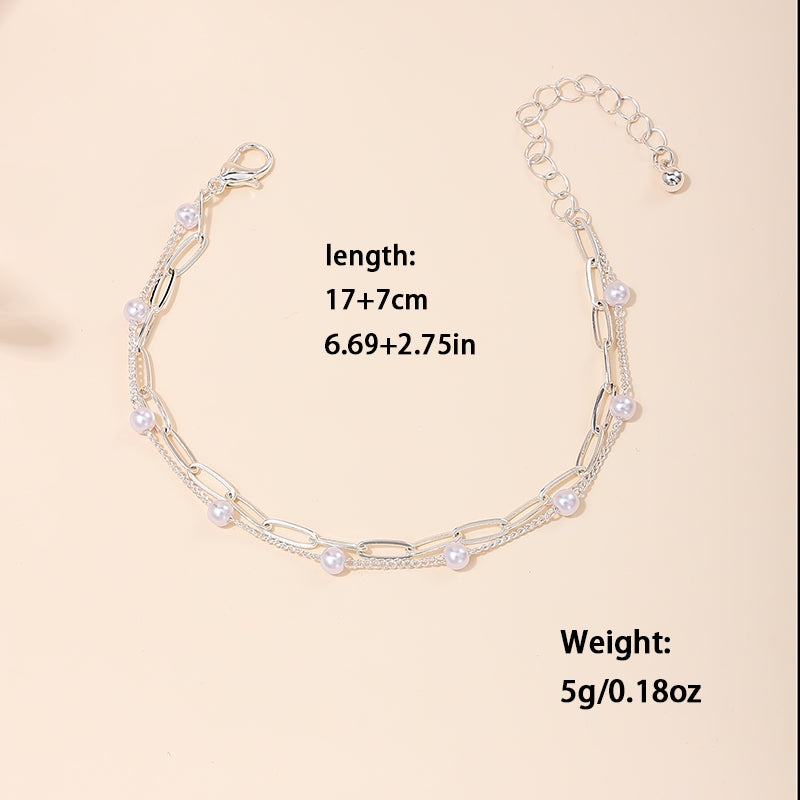 Modern Classic Pearl Double Layer Women's Bracelet - European and American Fashion Jewelry