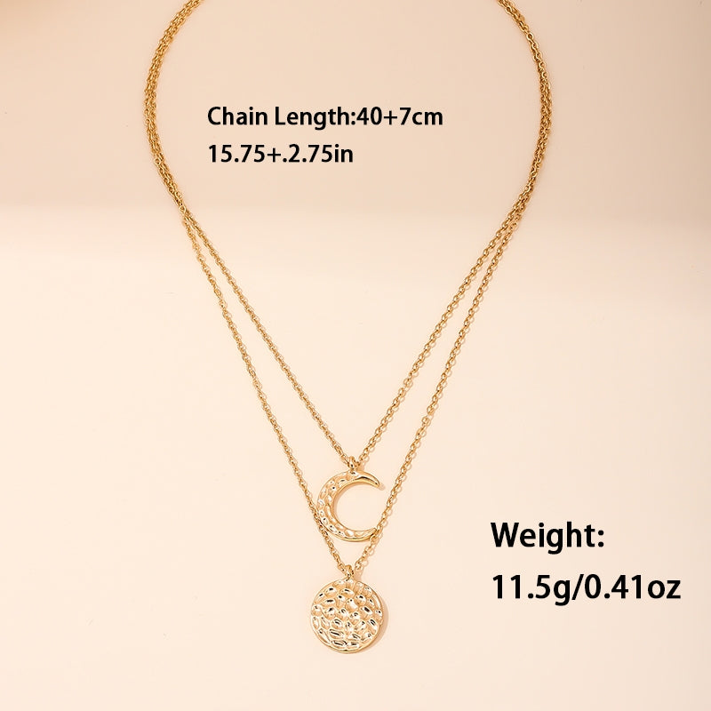 Modern Style Simple Style Classic Style Round Moon Alloy Zinc Women's Double Layer Necklaces