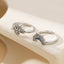 Modern Asymmetrical Sun Moon Rhinestone Couple Rings Set