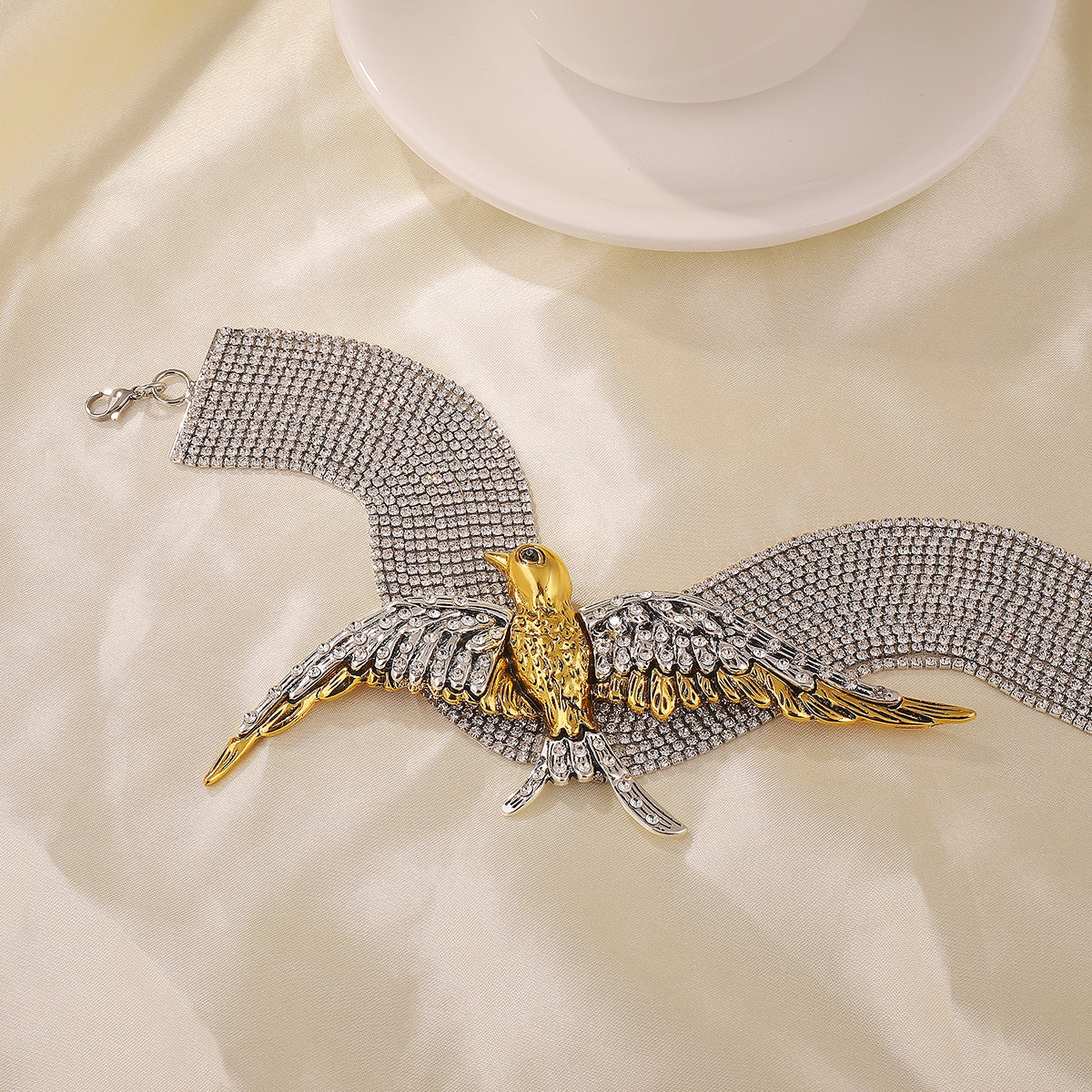 Modern Color Block Rhinestone Inlay Bird Layered Women's Choker Necklace