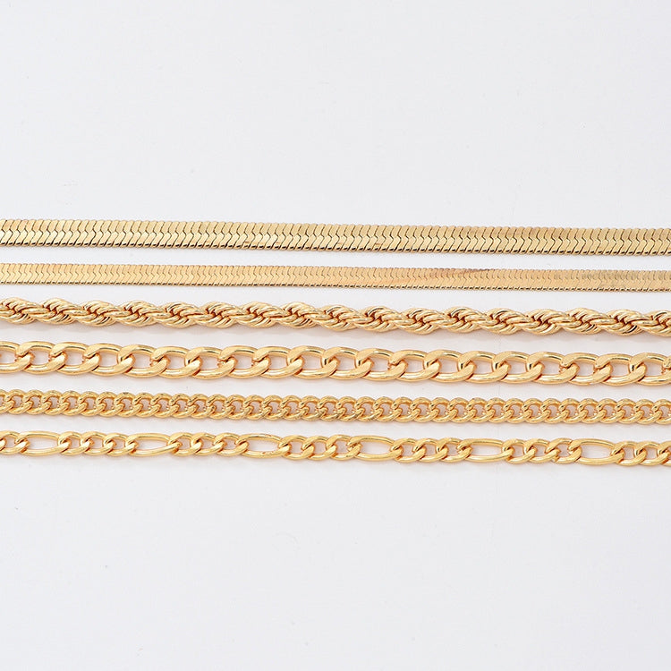 Modern Unisex Metallic Bracelet Set - 6 Piece Gold Collection