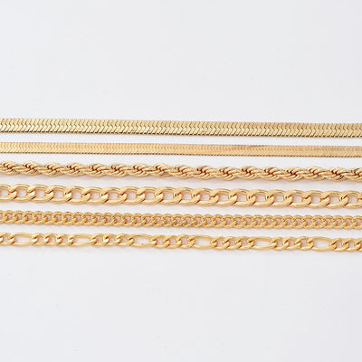 Modern Unisex Metallic Bracelet Set - 6 Piece Gold Collection