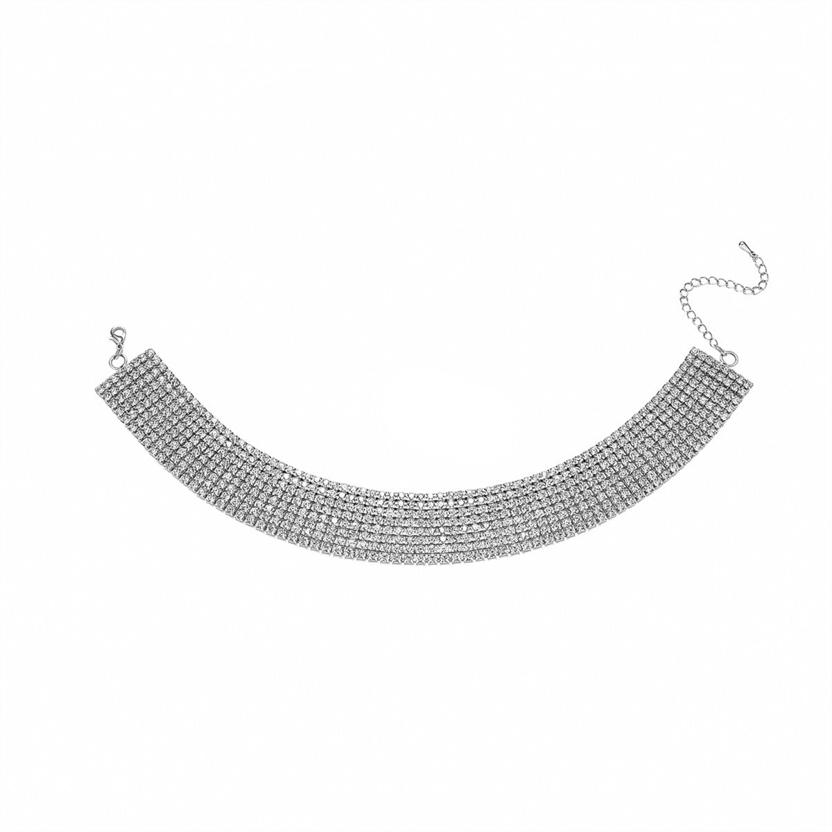 Modern Rhinestone Multi-Row Choker Necklace for Women
