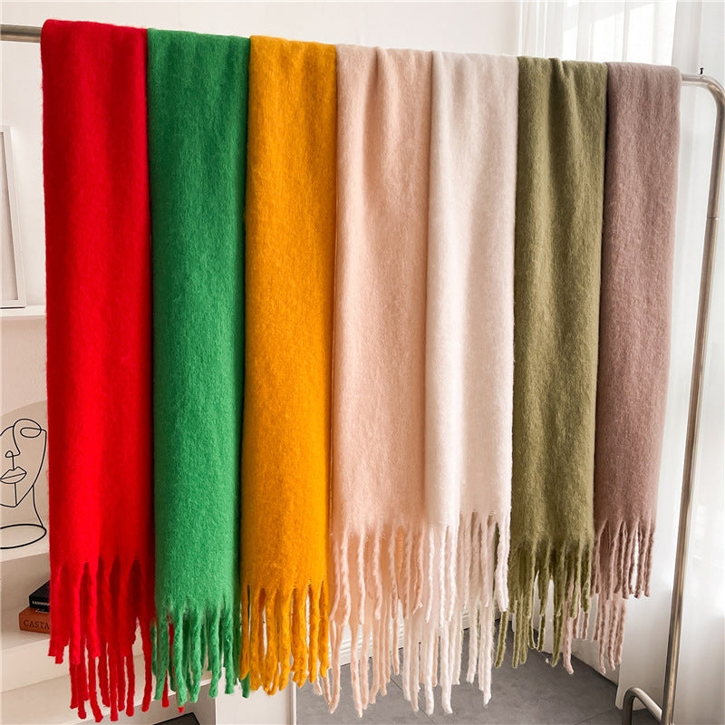 Mohair Scarf Unisex Winter Warm Long Fringe Shawl