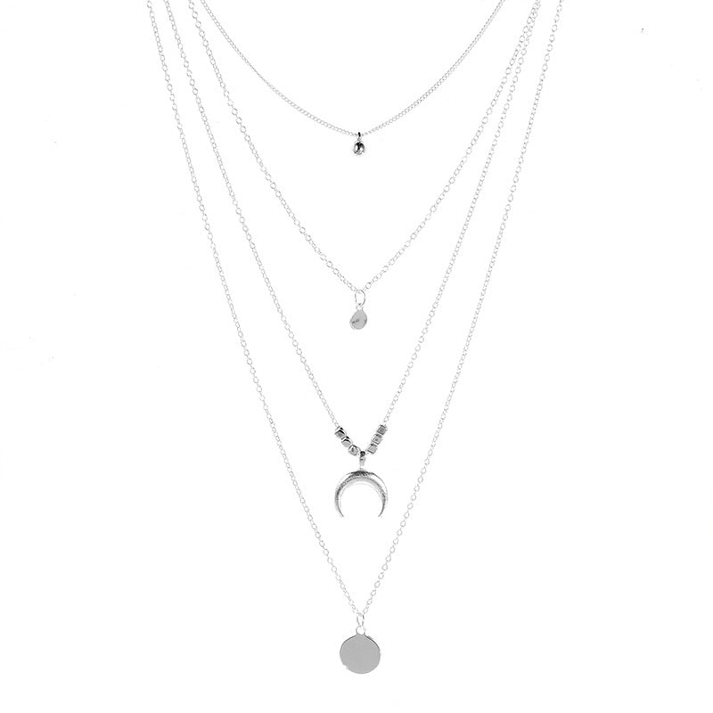 Moon Disc Multi-layer Necklace - Trendy Minimalist Design for Women