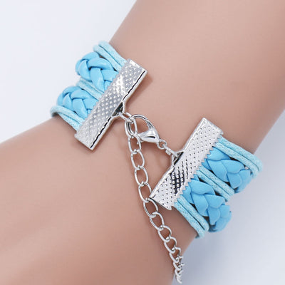 Mother Time Gemstone Multi-layer Braided Leather Bracelet