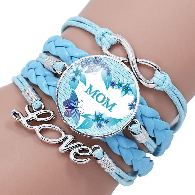 Mother Time Gemstone Multi-layer Braided Leather Bracelet