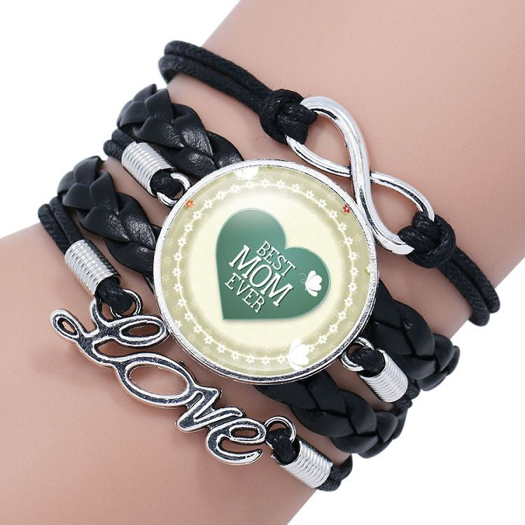 Mother Time Gemstone Multi-layer Braided Leather Bracelet