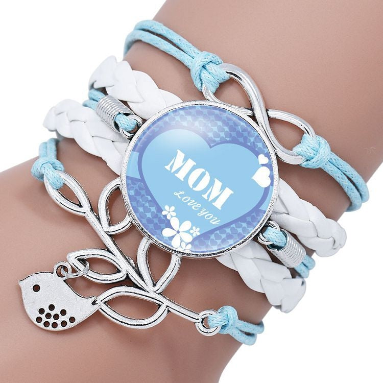 Mother Time Gemstone Multi-layer Braided Leather Bracelet