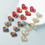 Multi-layer Heart-shaped Alloy Crystal Long Earrings