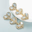 Multi-layer Heart-shaped Alloy Crystal Long Earrings