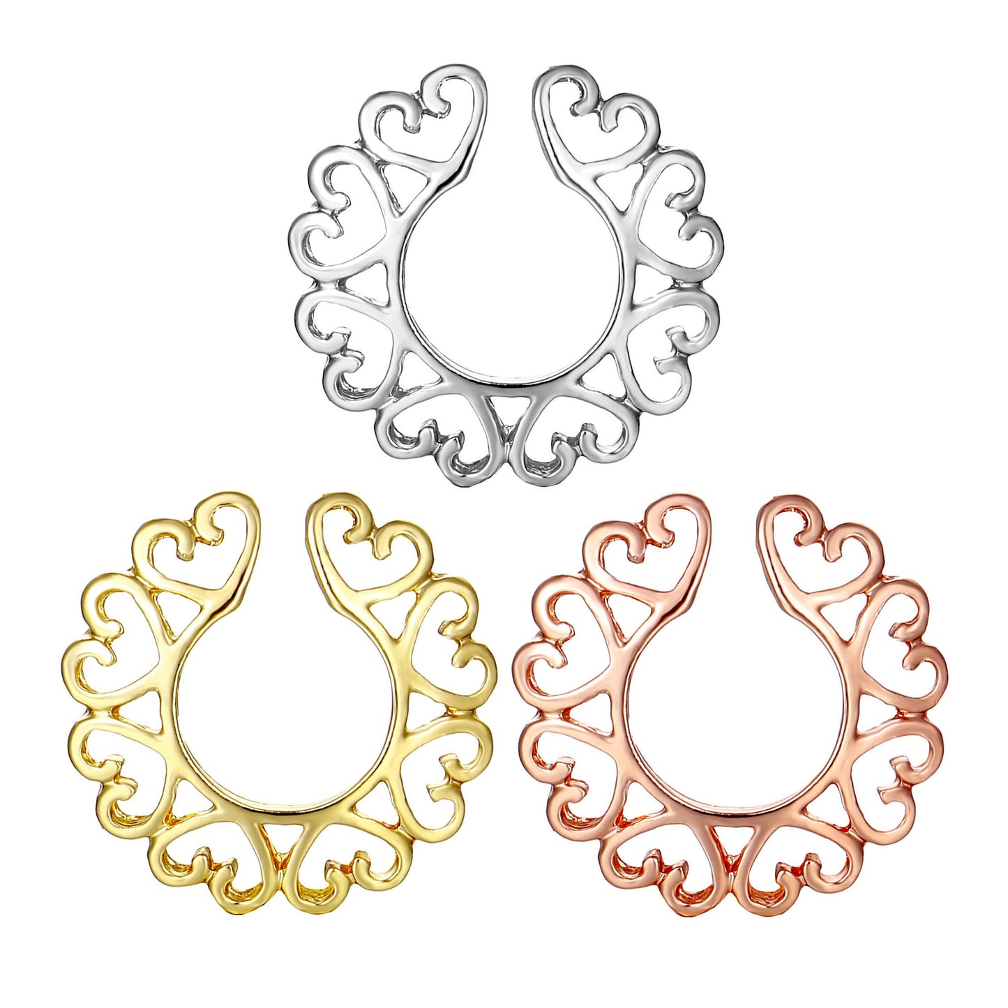 Multiple Heart-Shaped Non-Piercing Nipple Ring Set