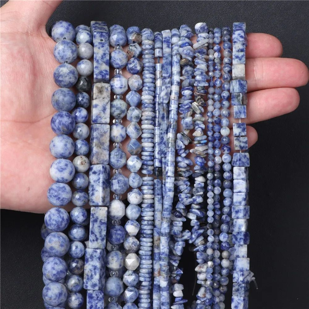 Natural Blue Dots Spacer and Abacus Beads for DIY Jewelry Making