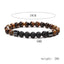 Natural Stone Geometric Beaded Bracelet with Tiger Eye and Volcanic Stone