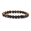 Natural Stone Geometric Beaded Bracelet with Tiger Eye and Volcanic Stone