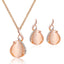 Crystal Opal Water Drop Necklace and Earrings Set for Women