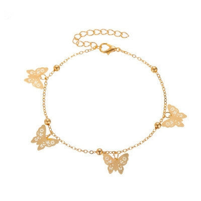 Hollow Butterfly Pendant Anklet Set - Summer Beach Style