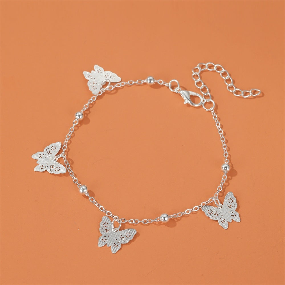 Hollow Butterfly Pendant Anklet Set - Summer Beach Style