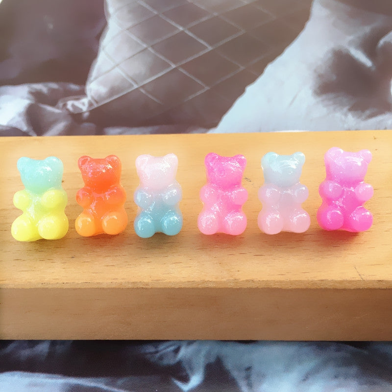 Gradient Candy Color Bear Stud Earrings - Cute and Playful Design