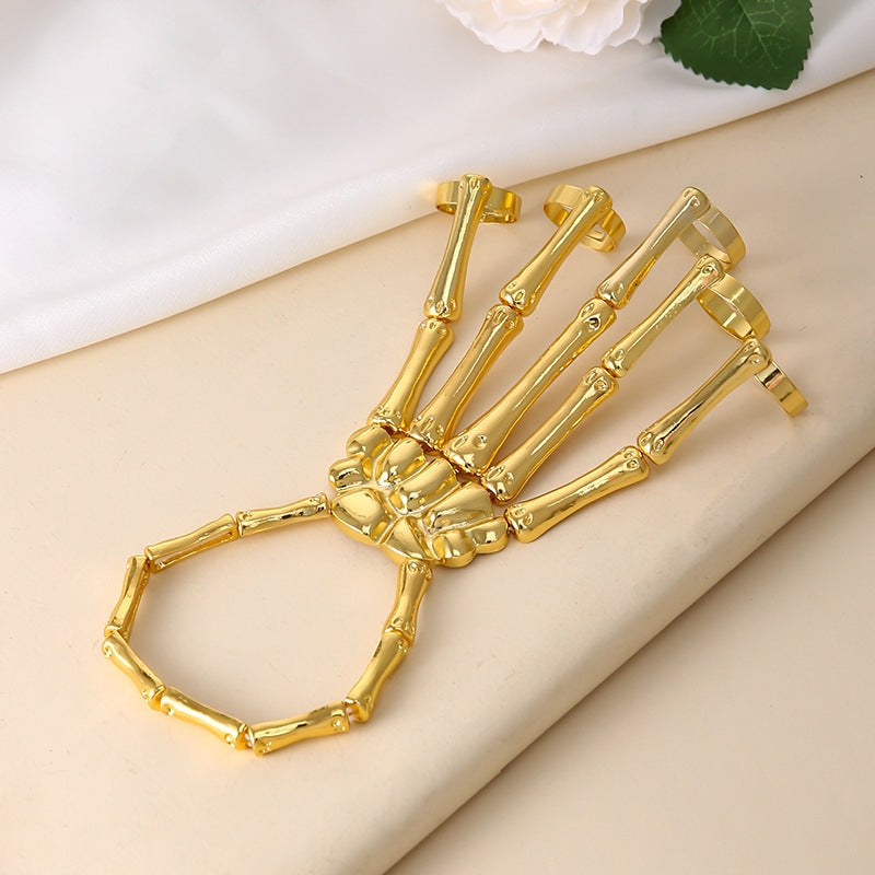 Adjustable Punk Skull Skeleton Hand Chain Bracelet for Women