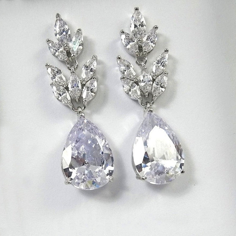 Elegant Bridal Pear-Shaped Zircon Drop Earrings for Women