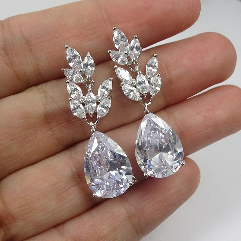 Elegant Bridal Pear-Shaped Zircon Drop Earrings for Women