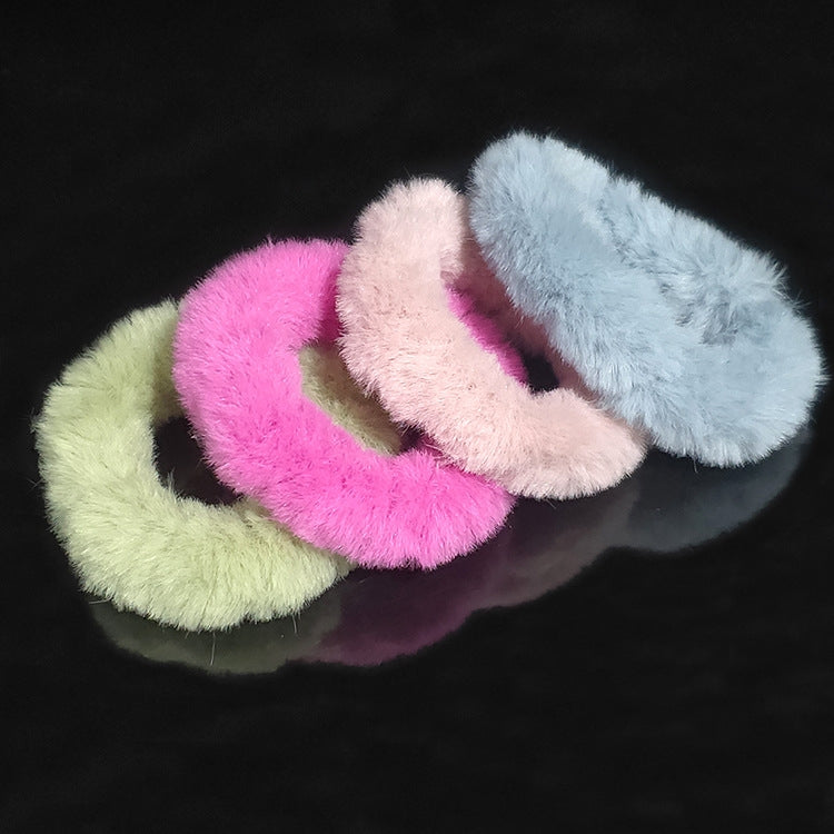 Candy Color Plush Seamless Hair Band - High Elasticity Autumn & Winter Hair Accessories