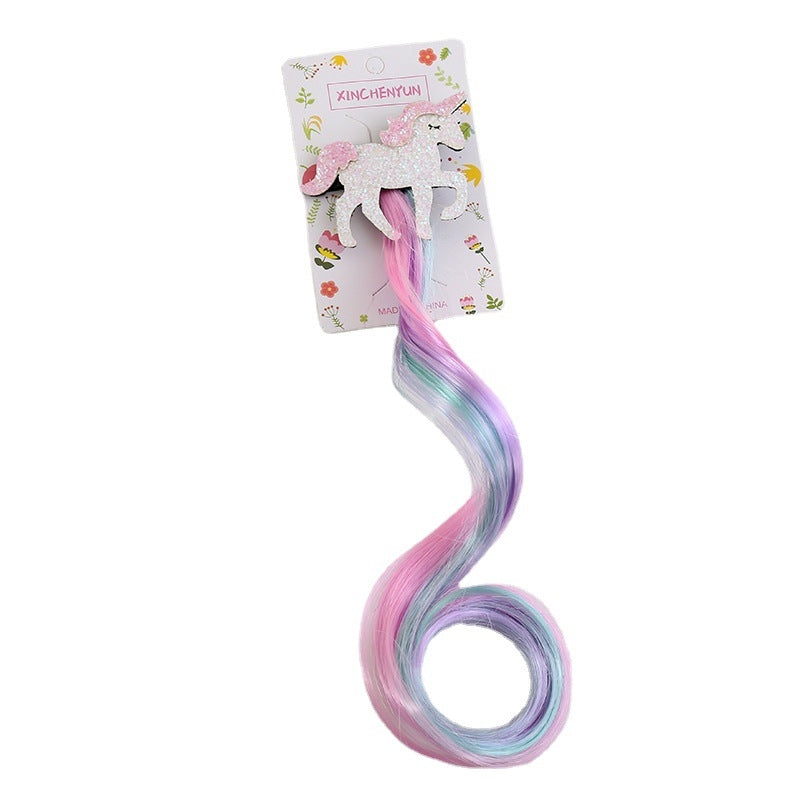 Children's Glitter White Horse Wig Hairpin - Japanese Style Party Headdress