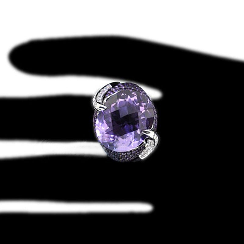 New Classic Purple Zircon Ladies Copper Ring Jewelry