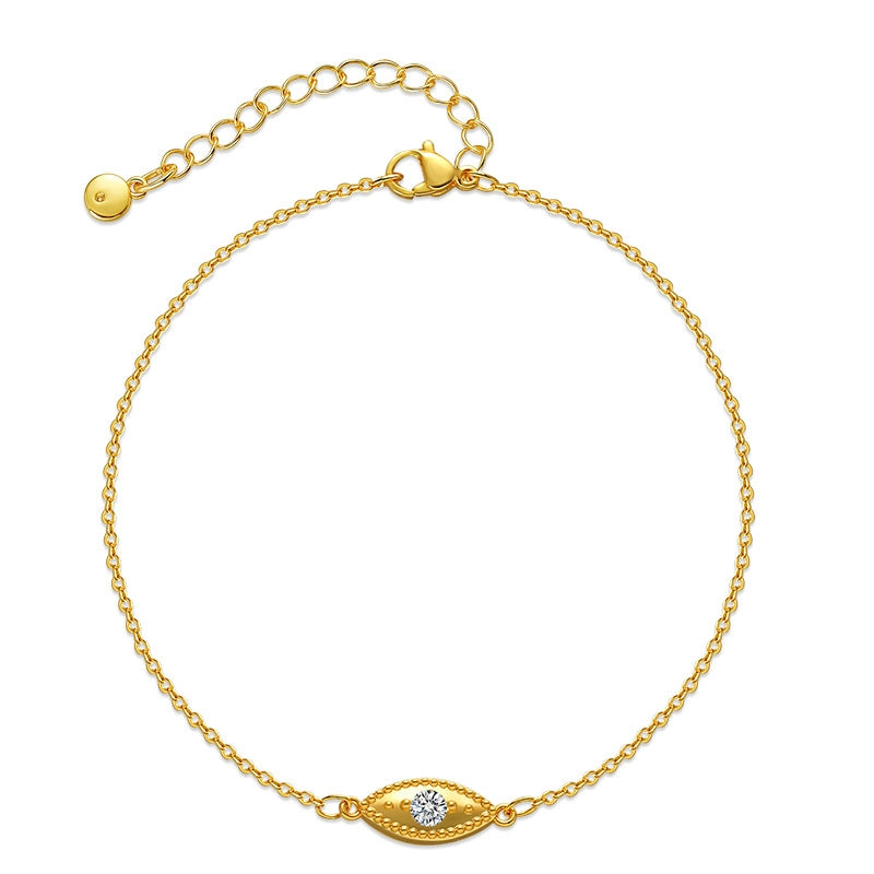 18k Gold-Plated Zircon Devil's Eye Adjustable Anklet