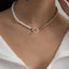 Creative Pearl Stitching OT Buckle Choker Necklace