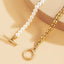 Creative Pearl Stitching OT Buckle Choker Necklace