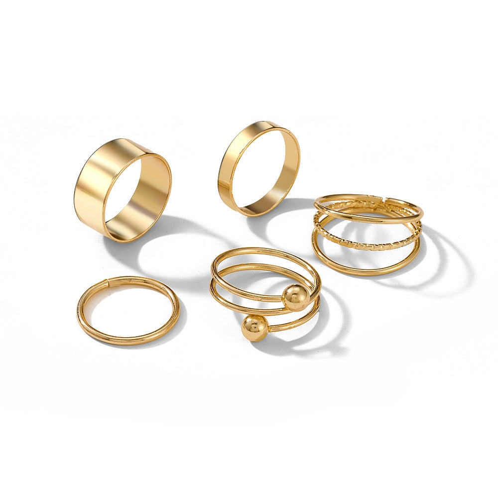 Gold Spiral Cross Ring Set - 5 Pieces Vintage Style