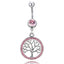 Diamond-Encrusted Lucky Tree Surgical Steel Navel Ring