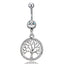 Diamond-Encrusted Lucky Tree Surgical Steel Navel Ring