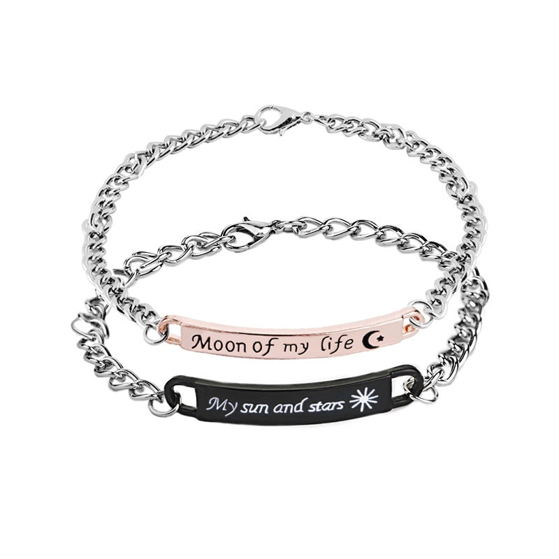 New Fashion Engraved Couple Bracelet - Moon of My Life / My Sun and Stars