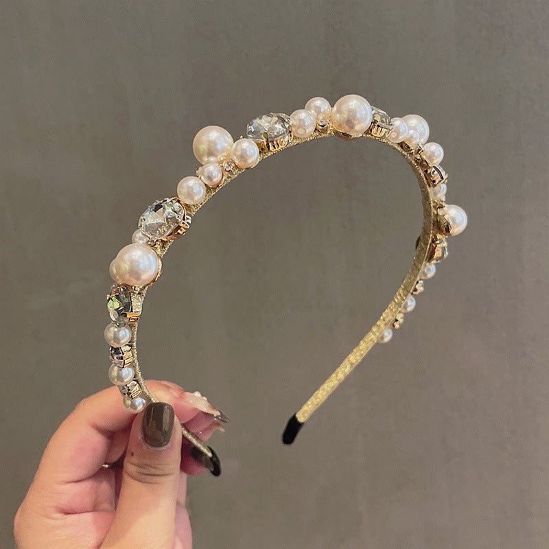 New Fashion Rhinestone Pearl Alloy Headband - Vintage Korean Style Hair Accessory