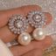 New Baroque Flower Zircon Imitation Pearl Bridal Earrings