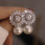 New Baroque Flower Zircon Imitation Pearl Bridal Earrings