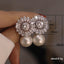 New Baroque Flower Zircon Imitation Pearl Bridal Earrings