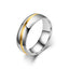 New Fashion Geometric Zircon Inlaid Stainless Steel Ring with Triple Stone Design