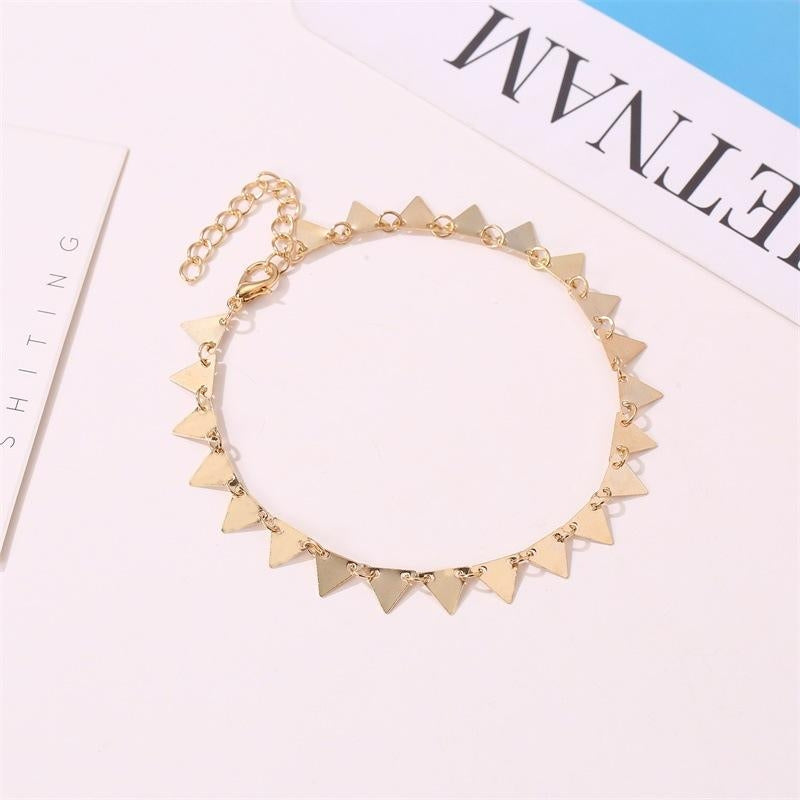 Geometric Triangle Punk Style Metal Anklet for Women