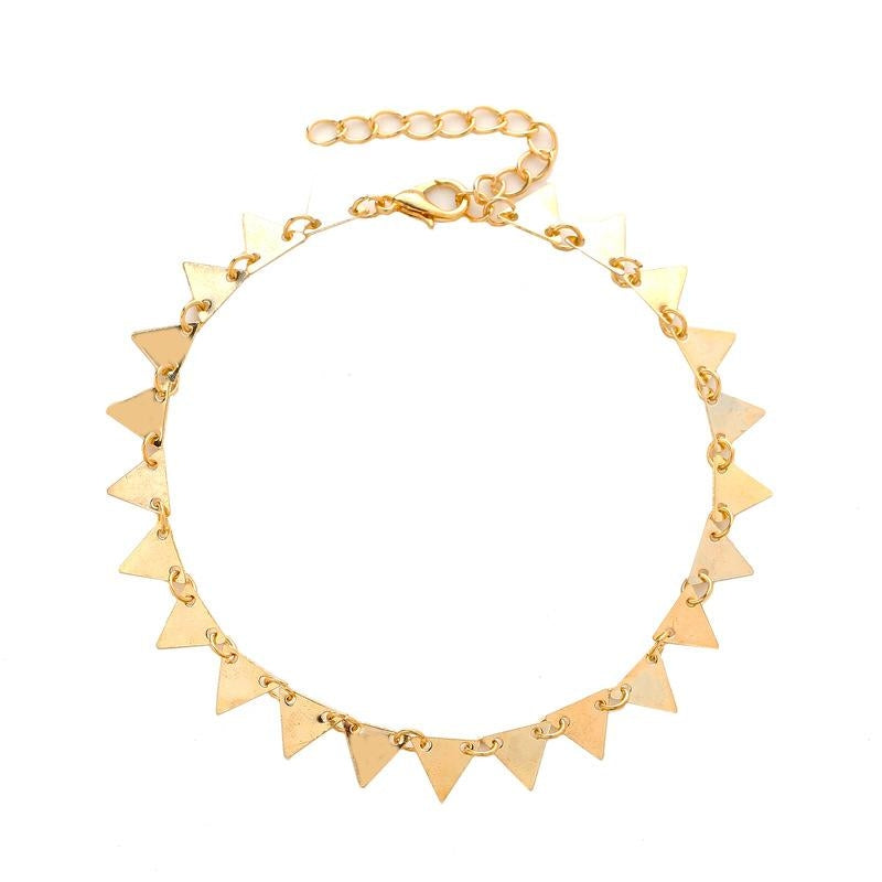 Geometric Triangle Punk Style Metal Anklet for Women