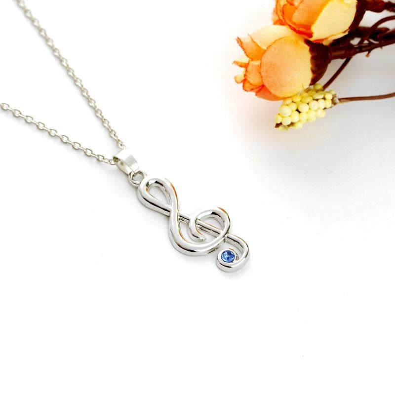 New Fashion Music Note Diamond Pendant Necklace