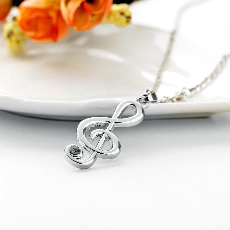 New Fashion Music Note Diamond Pendant Necklace